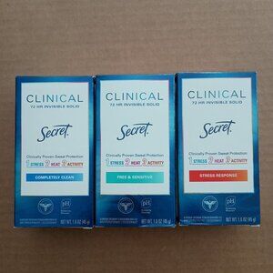 NWT 3 pack Secret clinical strength 72hr invisible solid anti-perspirant deodora